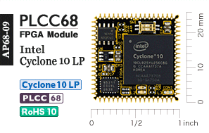 Intel Cyclone 10 LP PLCC68 FPGA Module, AP68-09