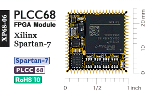 Xilinx PLCC68 Spartan-7 FPGA Module, XP68-06